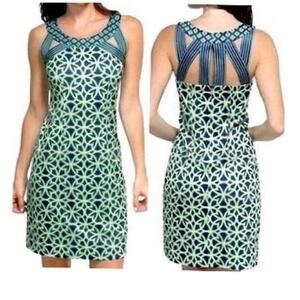 Gretchen Scott Royal Kelly Floral Isosceles Sleeveless Jersey Dress Small